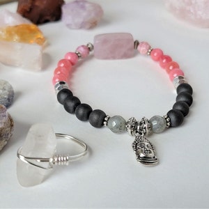 Healthy Pregnancy Bracelet, 6mm Gemstone Bracelet, pink quartzite/ agate bracelet, good energy bracelet, fertility, m and me bracelet