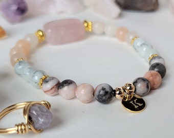 Chakra Bracelet, Gemstone Bracelet, Layering Bracelet, Hamsa Hand Bracelet, Rose Quartz Bracelet, minimalist jewelry, handmade jewelry