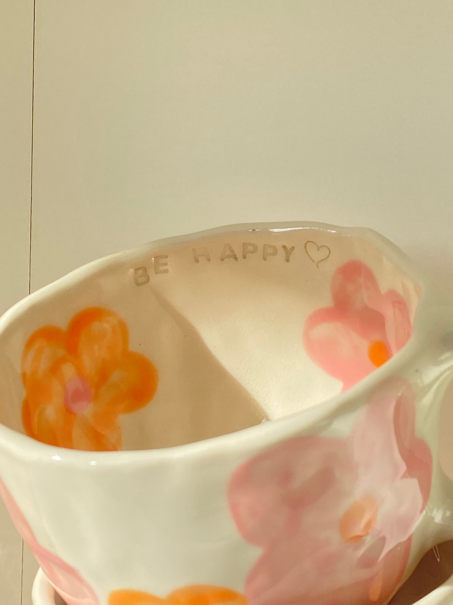 Be Happy Mug Handmade and Hand Painted Ceramic Mug Price Etsy