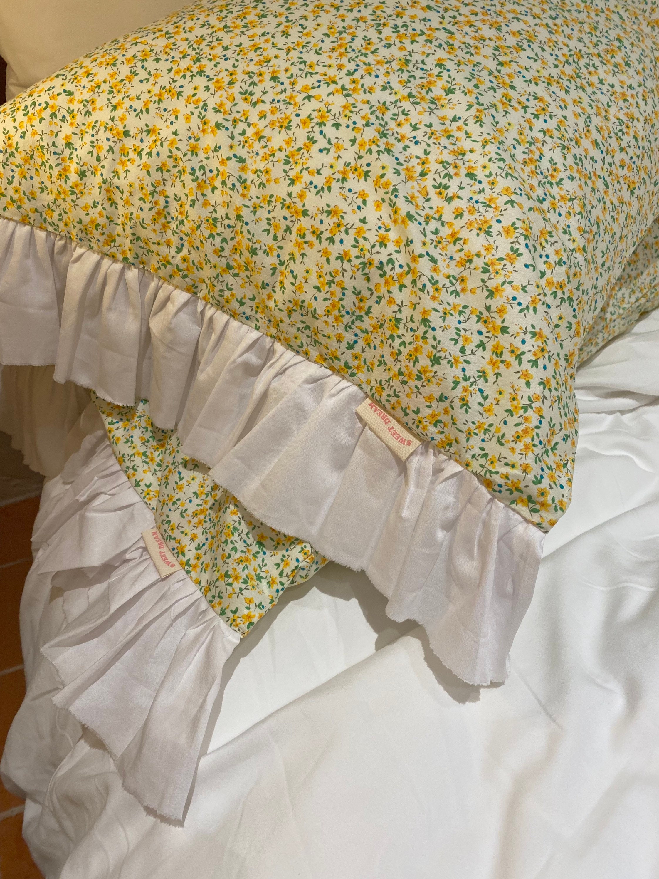 Nostalgic Daisies Ruffled Pillowcase Ruffled Pillow Cover Etsy Australia