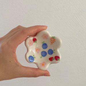 Twinkle Berry ring tray perfect bedside jewellery trinket tray handmade ceramic flower ring tray price for an individual item image 3