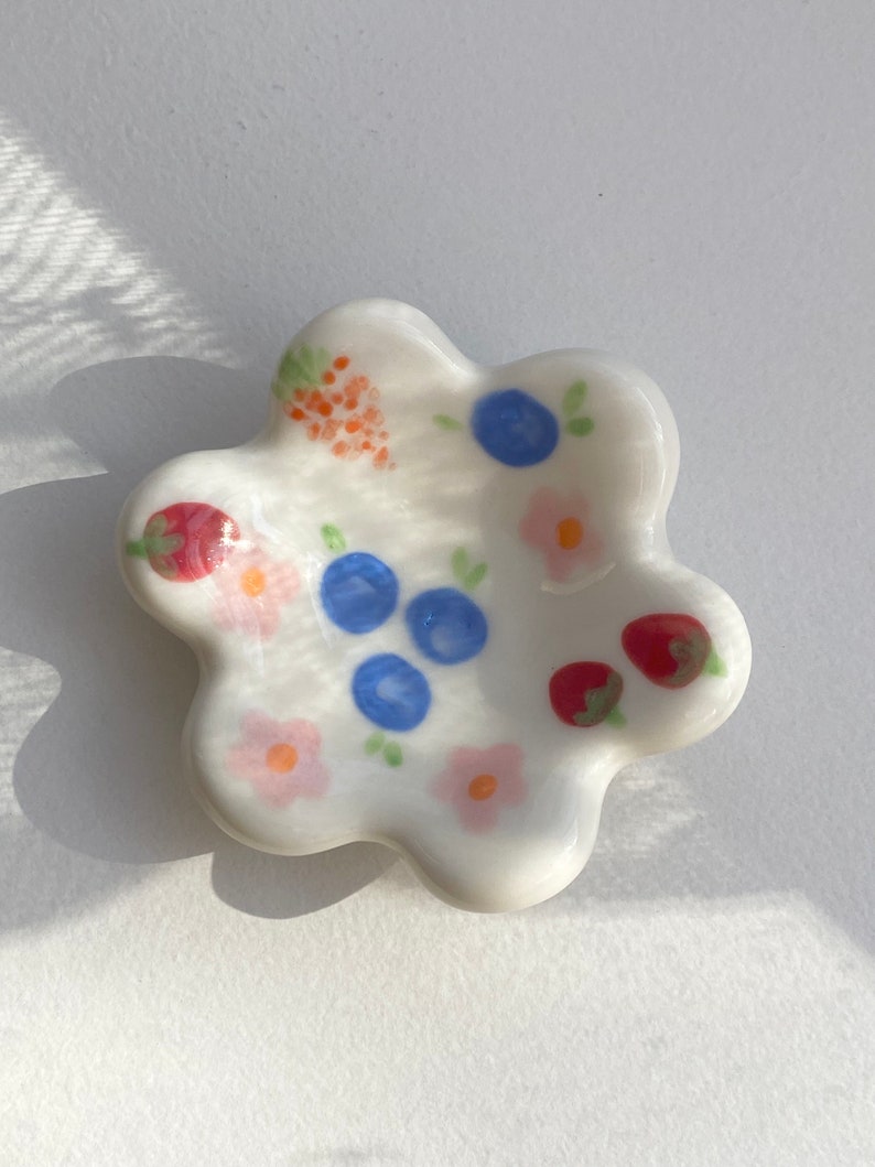 Twinkle Berry ring tray perfect bedside jewellery trinket tray handmade ceramic flower ring tray price for an individual item image 1