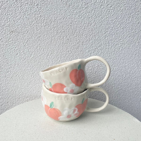 Feeling Peachy mug - handmade & hand painted ceramic mug