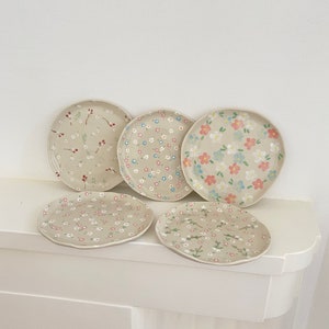 serving plate - hand shaped and hand painted ceramic plate - price for an individual item