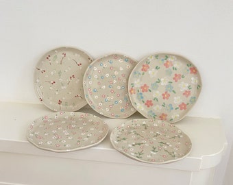 serving plate - hand shaped and hand painted ceramic plate - price for an individual item