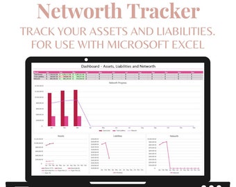 Net Worth Spreadsheet Template for Annual and Yearly Tracking with Quick Start Guide - Instant Digital Download - Microsoft Excel