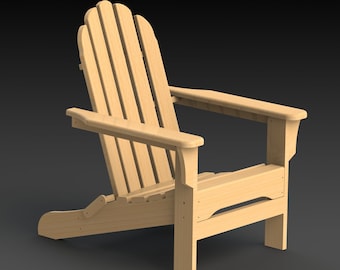 Folding Adirondack Chair Plans in PDF and DXF format. US and metric sizes.