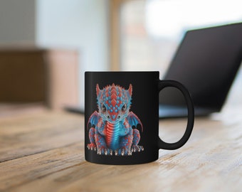 Baby Blue and Red Dragon Black Coffee Mug