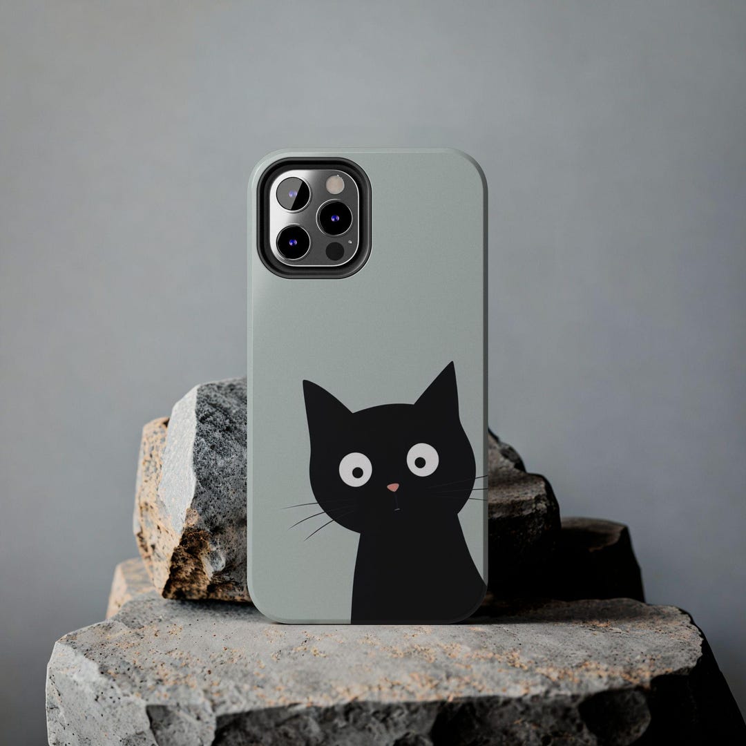 Black Cat iPhone Tough Phone Case Etsy UK