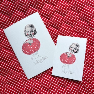 Collage Art Card - AMANITA - Small (or) Large - Blank Greeting Card - Any Occasion