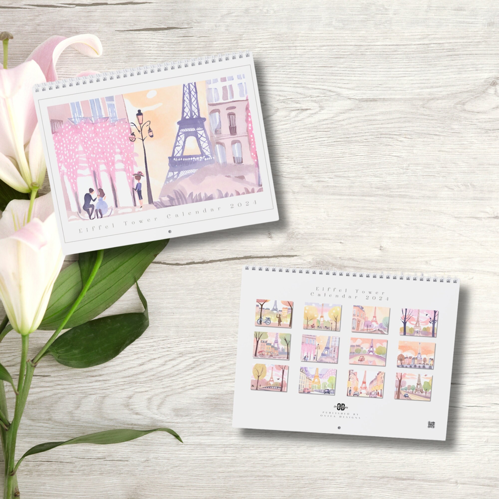 Calendars, 2024 Eiffel Tower Paris France Monthly Calendar, Travel