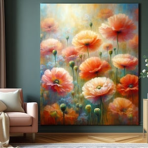 Pintura em aquarela de papoula, impressão de galeria de arte, item decorativo para casa de arte de papoula, download on-line, impressões de loja de arte