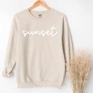Forever Chasing Sunset Shirt, California Shirt, Summer Sweatshirt Sand/Beige, Beach Lover Gift, Beach Vibes, Beach Sweatshirt