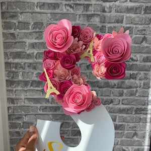 3D Flower Wooden Letter || Assorted Flowers & Colors
