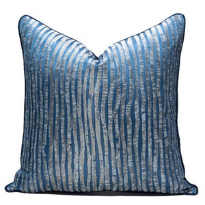 Set of 2 Blue, white and gray accent pillow, decorative pillow cover, throw pillow for bedroom or living room, 18 x 18 inches