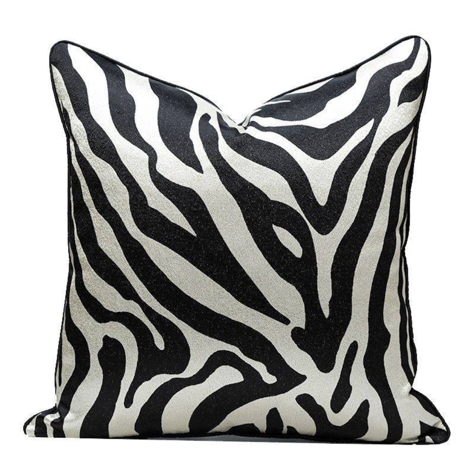 Black White Animal Print Zebra Print Pillow Cover 20x20 Etsy