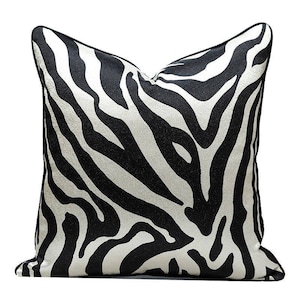Black, white, animal print, zebra print pillow cover, 20x20