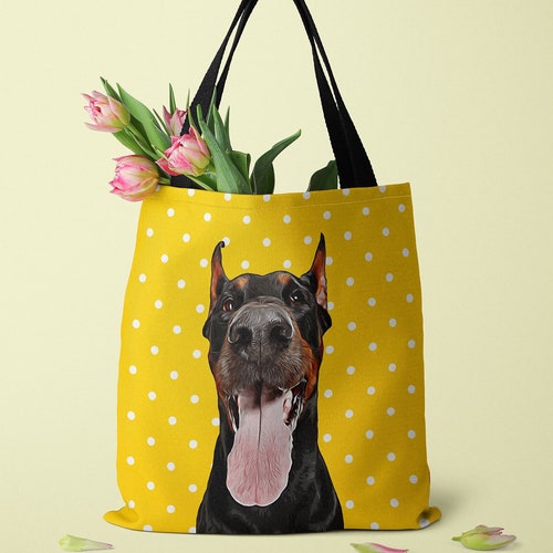 Custom Dog Photo Tote Bag Pet Picture Tote Bag With Name Pet Etsy UK