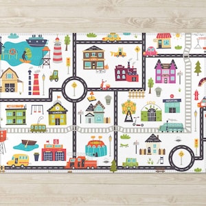 City Traffic Map Children Friendly Carpet, Traffic Car Road Map Rug, Kids Room Floor Mat, City Map Car Road Children Rug, Birthday Gift