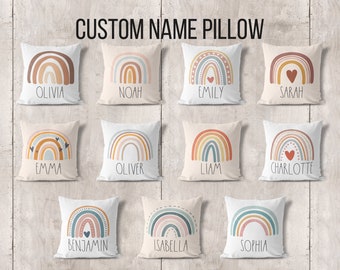 Personalized Boho Name Pillow, Custom Rainbow Pillow, Boho Baby Nursery, Home Decor Pillow, Baby Shower Gift, Birthday Gift for Girl or Boy