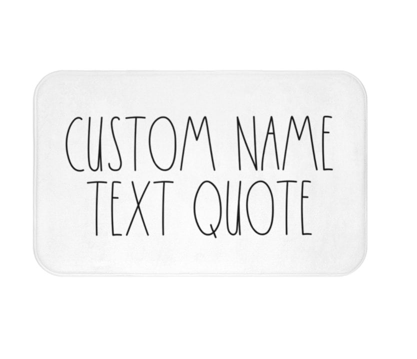 Bath Mat Custom Name Text Bath Mat Home Bath Mat Bathroom Mat Etsy