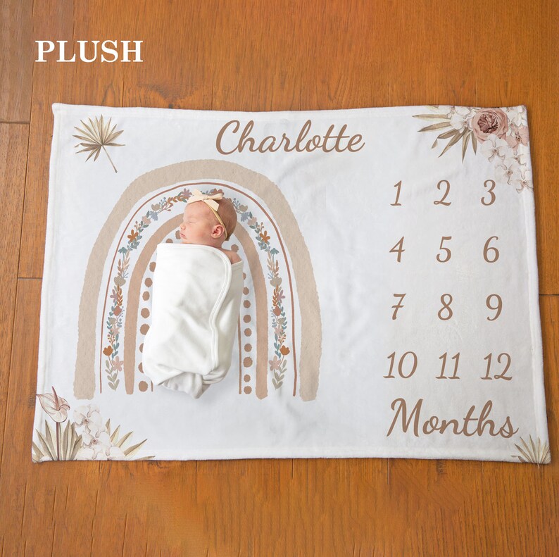 Personalized Baby Name Milestone Swaddle Blanket Custom Boho Etsy