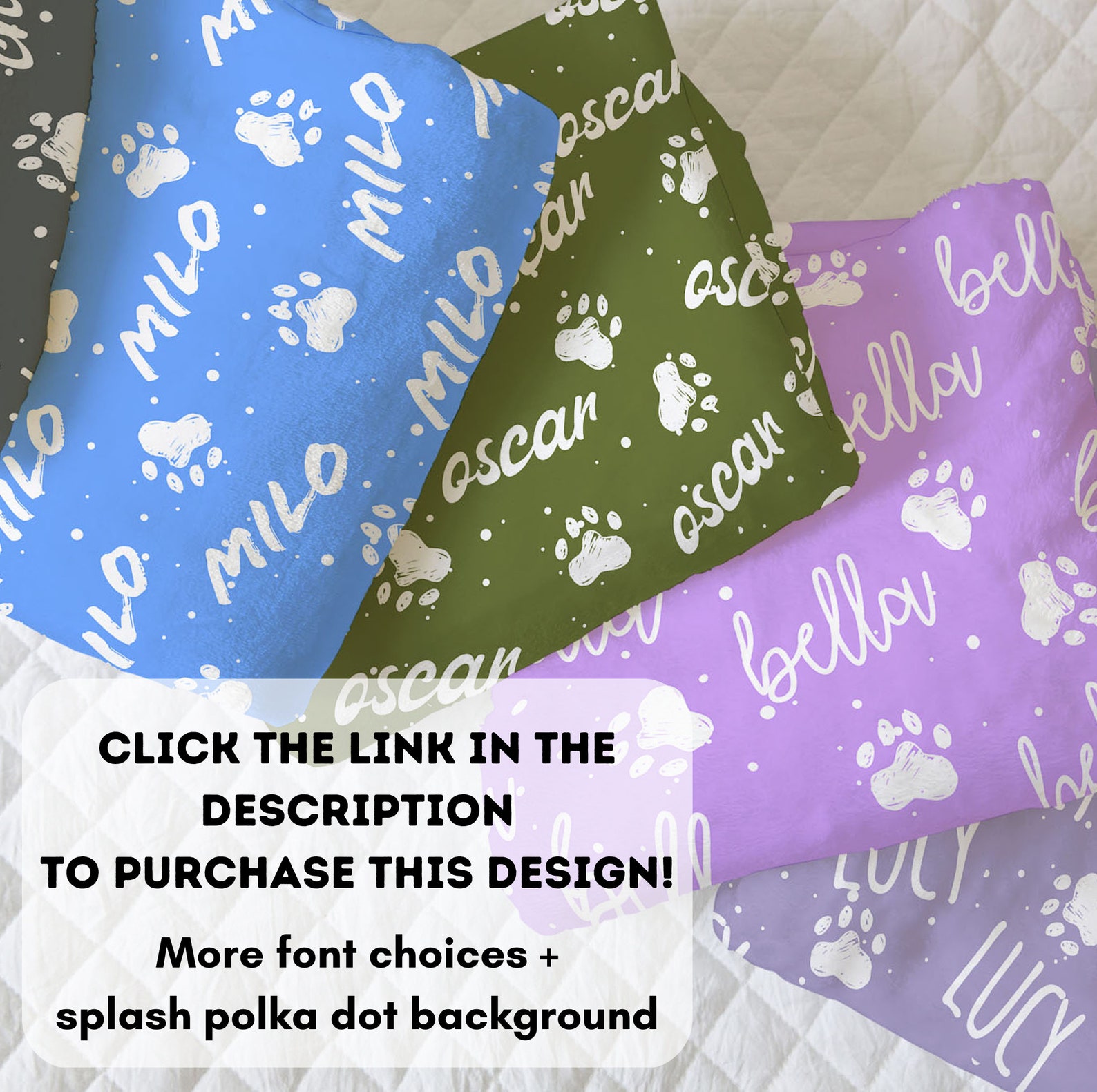 Personalized Paw Print Name Blanket for Pet Custom Dog or Cat Etsy