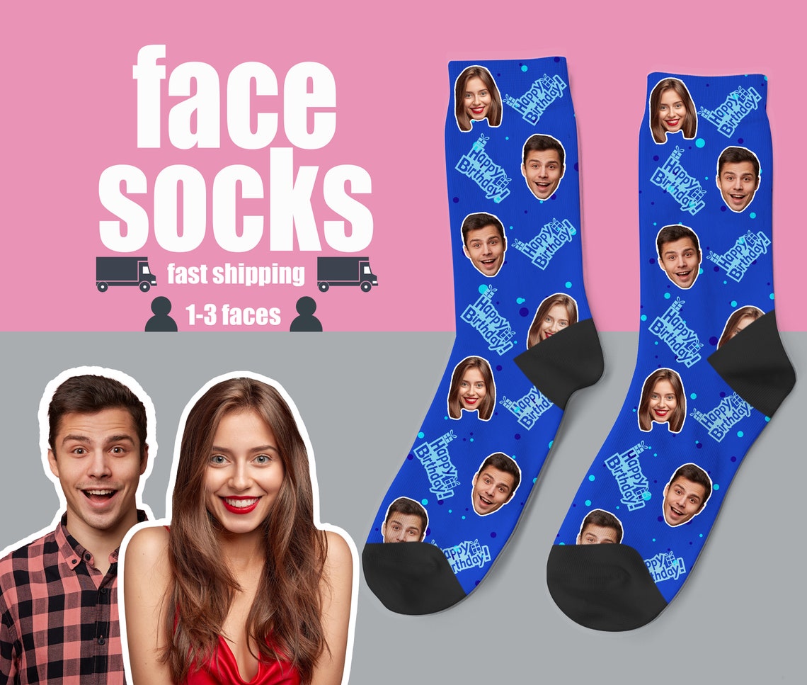 Birthday Gift Socks Custom Face Socks Funny Face Socks Photo Etsy
