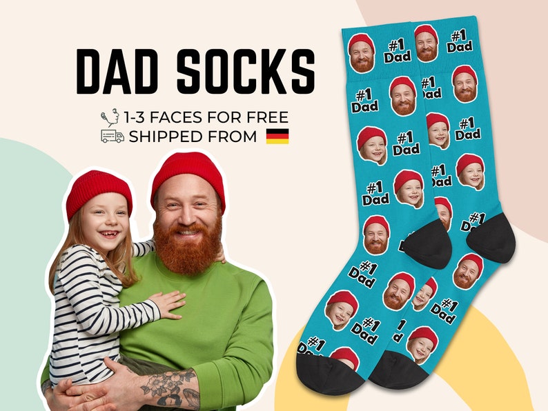 These socks are designed with faces of your dad and you. With the text "#1 Dad", your dad will know how much you love him.