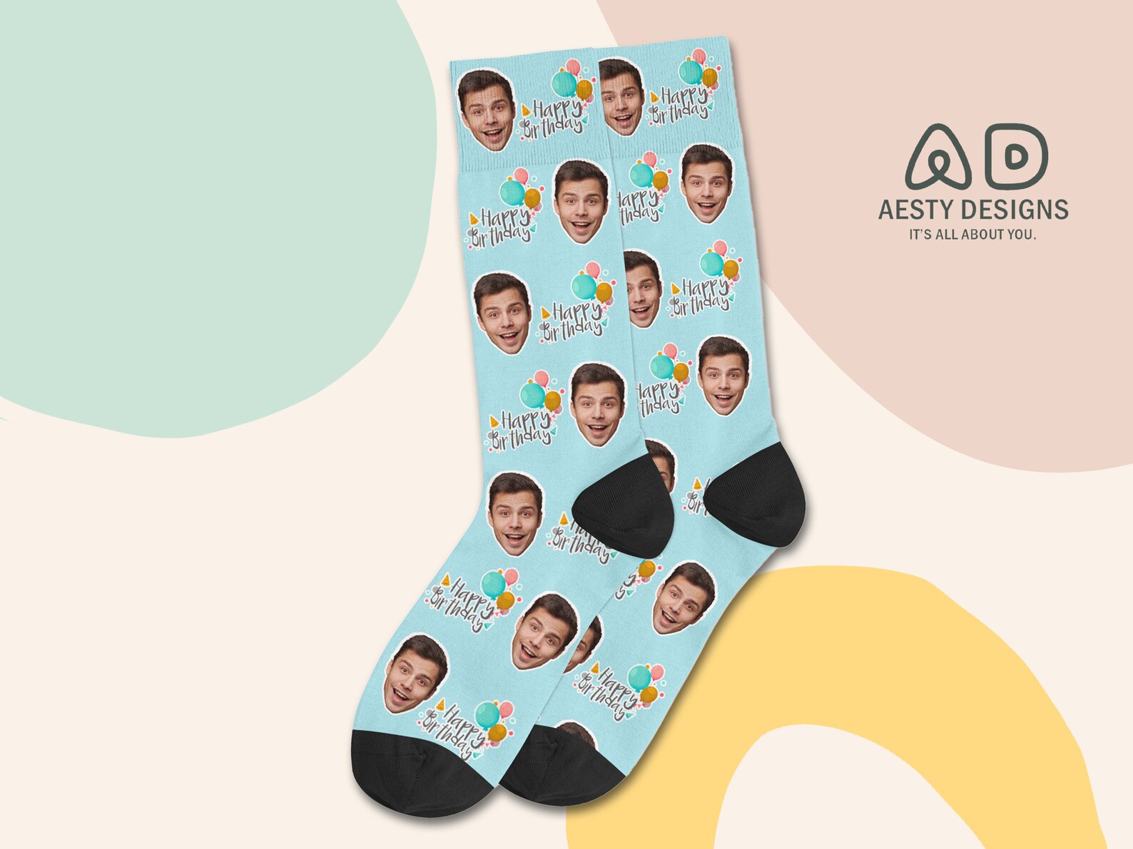 Happy Birthday Socks Custom Photo Socks Personalized Picture Etsy