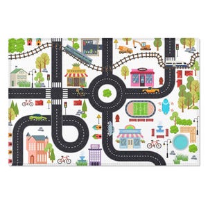 お子様が遊べる都市地図ラグ、お子様に優しいカーペット、交通車道路地図ラグ、子供部屋フロアマット、子供部屋の装飾、クリスマスギフト
