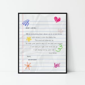 Seventeen Inspired Love Letter Kpop Lyrics Digital Wall Print