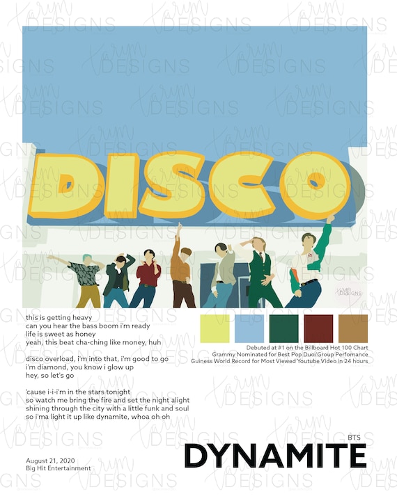 BTS Dynamite Lyric Digital Pantone Print