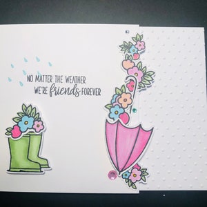 Super lindo hecho a mano No Matter The Weather Somos Amigos Para siempre tarjeta de felicitación para dar a un amigo especial.
