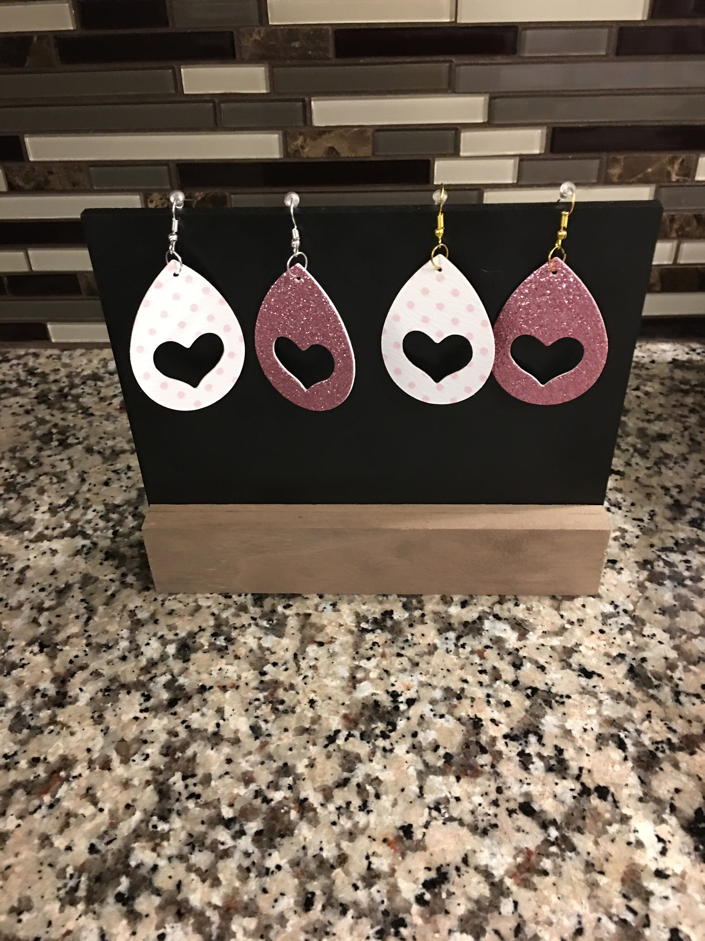 Valentines Day Faux Leather Reversible Dangle Earrings | Etsy