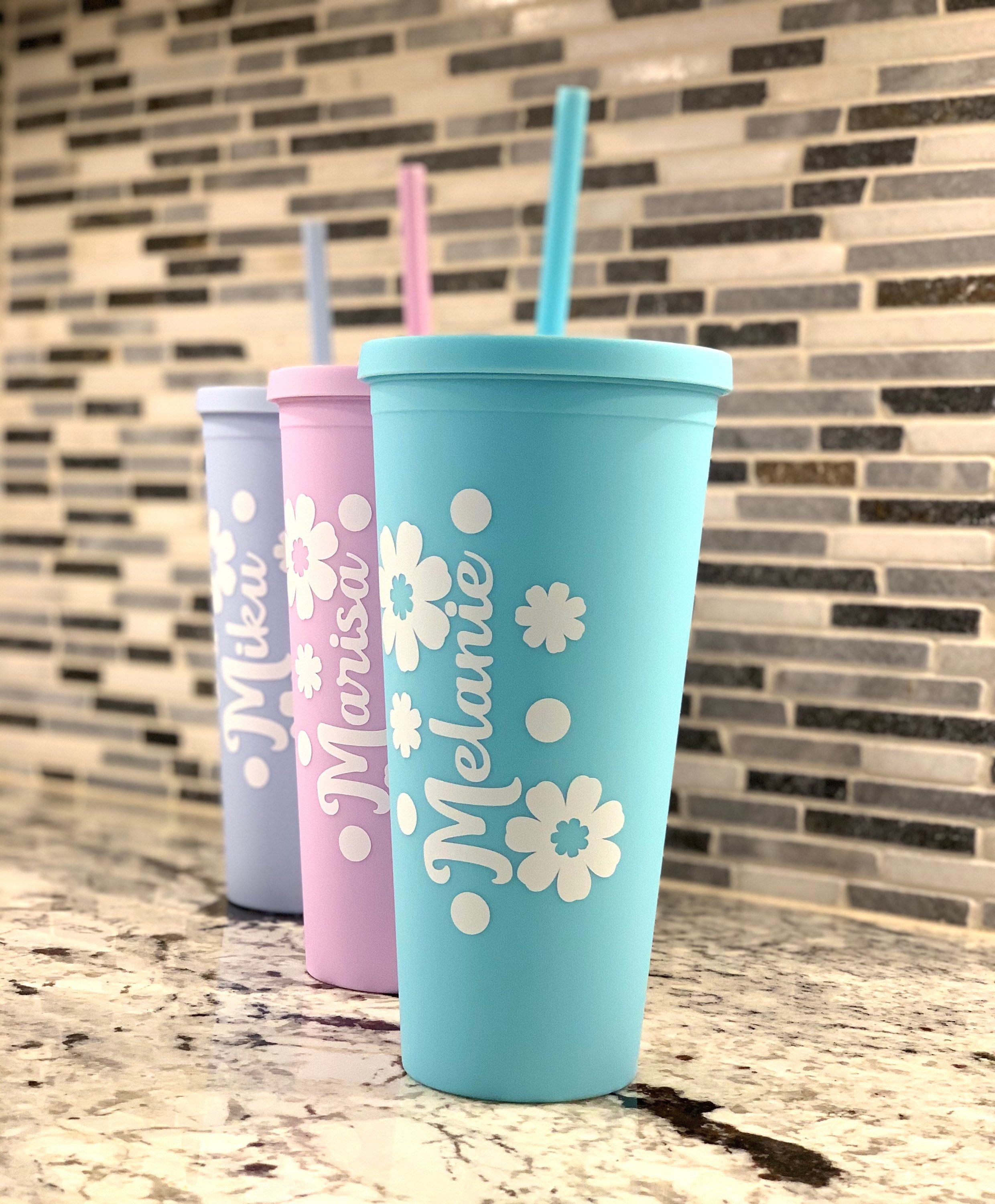 Personalized Flower Matte Tumbler Cup acrylic 22oz with Etsy