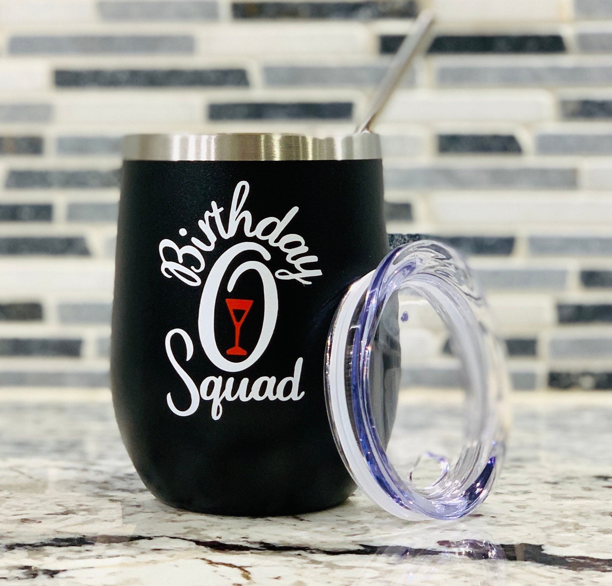 Birthday Squad wine / cocktail cup Custom 12 oz. Matte Black Etsy