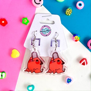 Inspired Chain Saw Puppy Earrings | Anime gift | cosplay jewelry | CSM | Denji | dog | doggy