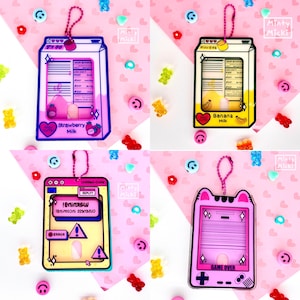 Llavero porta tarjetas fotográficas de ídolos del K-pop / lindos cargadores superiores / Leche de fresa kawaii / estética de jugador / BTS / PC / Skz / Polaroid destructora de sesgos