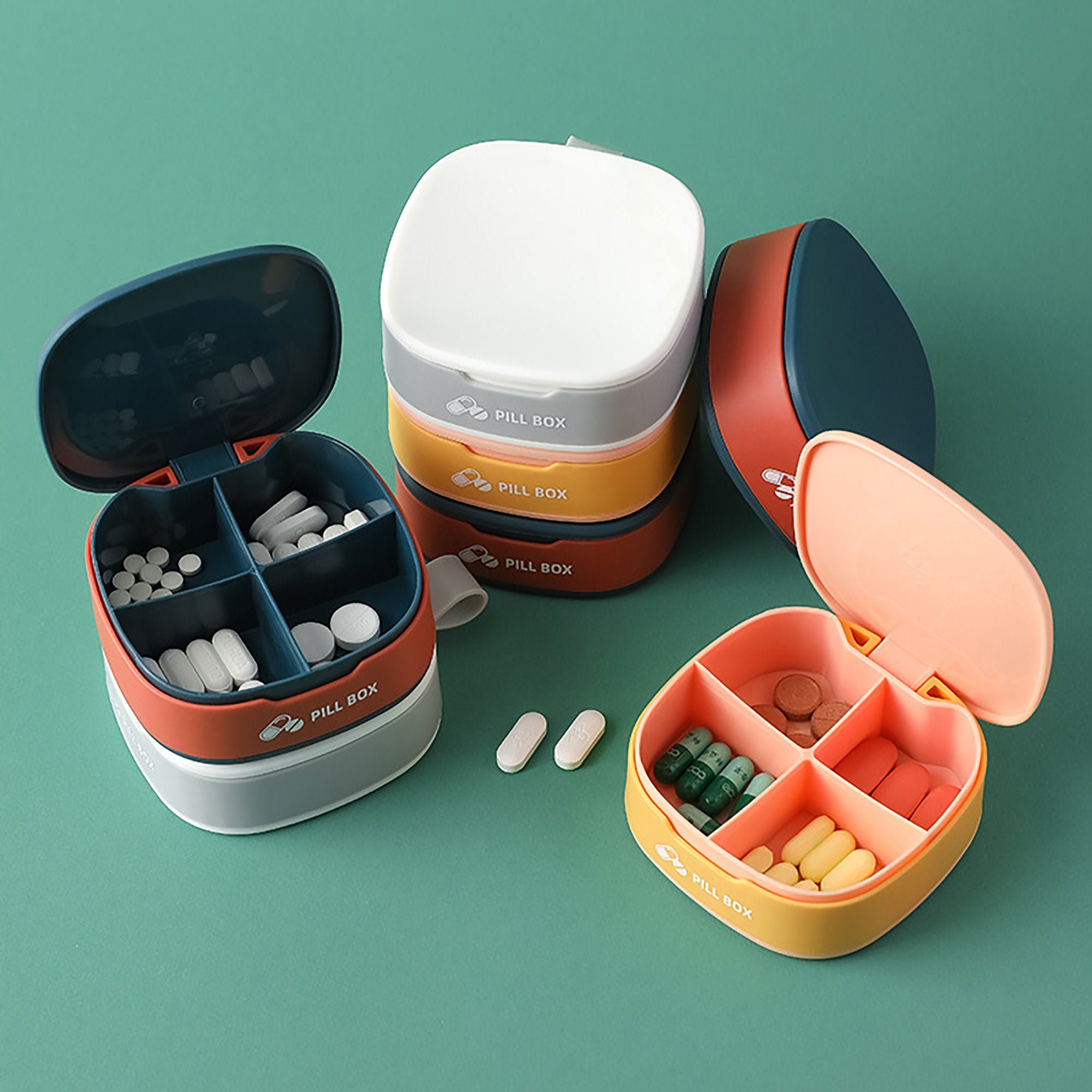 1Pack 4 Grid Pill Organizer Cute Pill Boxes 7 Day Weekly Etsy transparent-plastic-pill-storage-box-plastic-4-compartments-separated