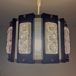 Vitrika - Denmark - Rare Purple Crystal  Pendant - 60s - Sweden - Brass  - Chandelier - Vintage - Mid-century Modern