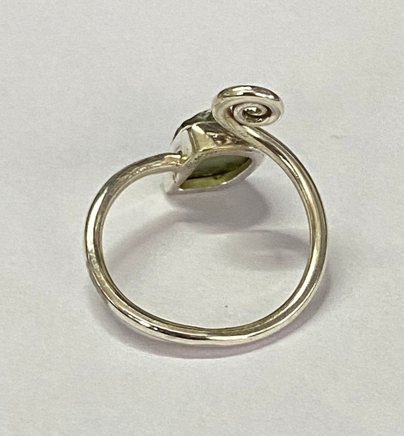 Adjustable Natural Moldavite Silver Ring Rough 925 Silver Sterling Moldavite Ring Healing Moldavite Ring Genuine Raw Moldavite Ring