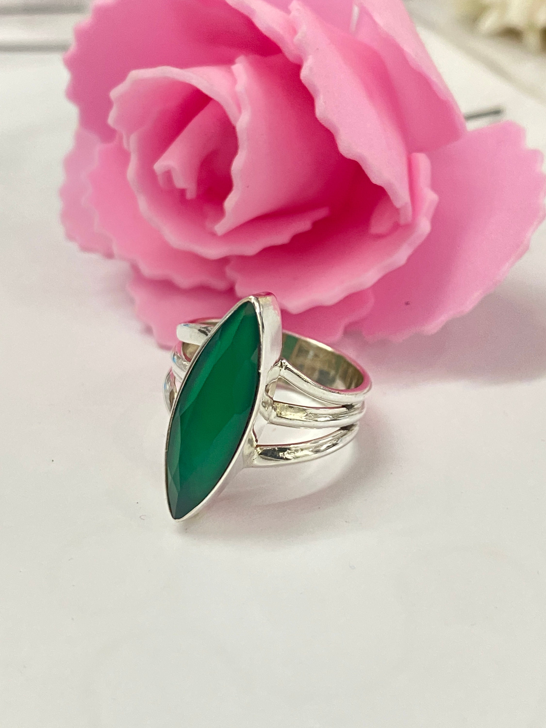 Grüner Onyx Ring Marquise Form Natur Grüner Onyx Edelstein | Etsy