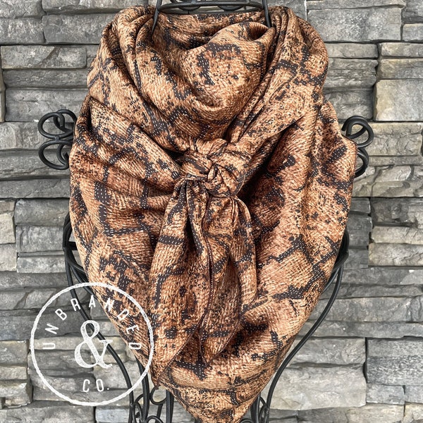 Wild Rag Brown Snakeskin Western Cowboy Buckaroo Fashion Neck Scarf by Unbranded and Co