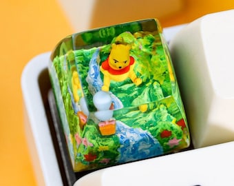 Winnie the Pooh inspired keycap, Custom Keycap SA profile, Handmade Resin Keycap, Custom Escape keycap, Custom gift for son