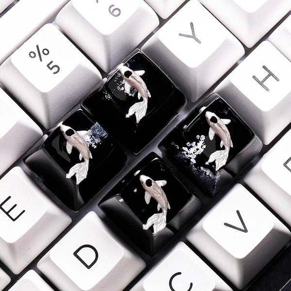 Yin Yang keycap suitable for ESC, SA profile keycap, Custom Koi Handmade keycap, Yin Yang keycap set full, Birthday Gift for Bestfriend