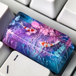 Blue and Purple Koi Resin Keycap | Artisan Keycap Handmade SA and OEM Keycaps | Set Artisan Keycap Full For Cherry MX Mechanical Keyboard