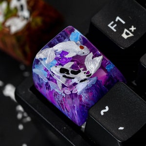 Purple Koi Keycap SA profile, Custom Koi Resin Handmade Keycap, Koi Artisan keycap For mechanical keyboard, Custom Resin Keycap