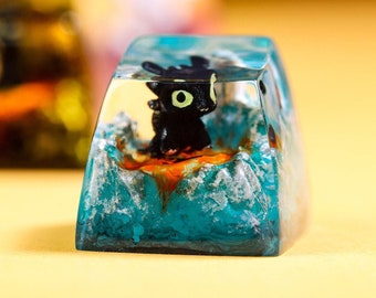 Toothless Artisan Keycap, Dragon Trainer Keycaps, Toothless Dragon figurines, How to train your dragon keycap, 21st birthday gift for her