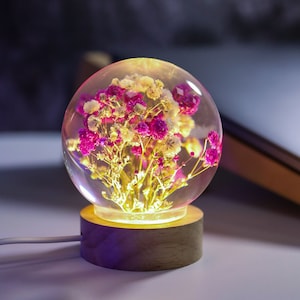 Baby Breath Flower in Glass Night Lamp Gypsophila Paniculata lamp Unique Gifts for Anniversary and Wedding friendship gifts for mom